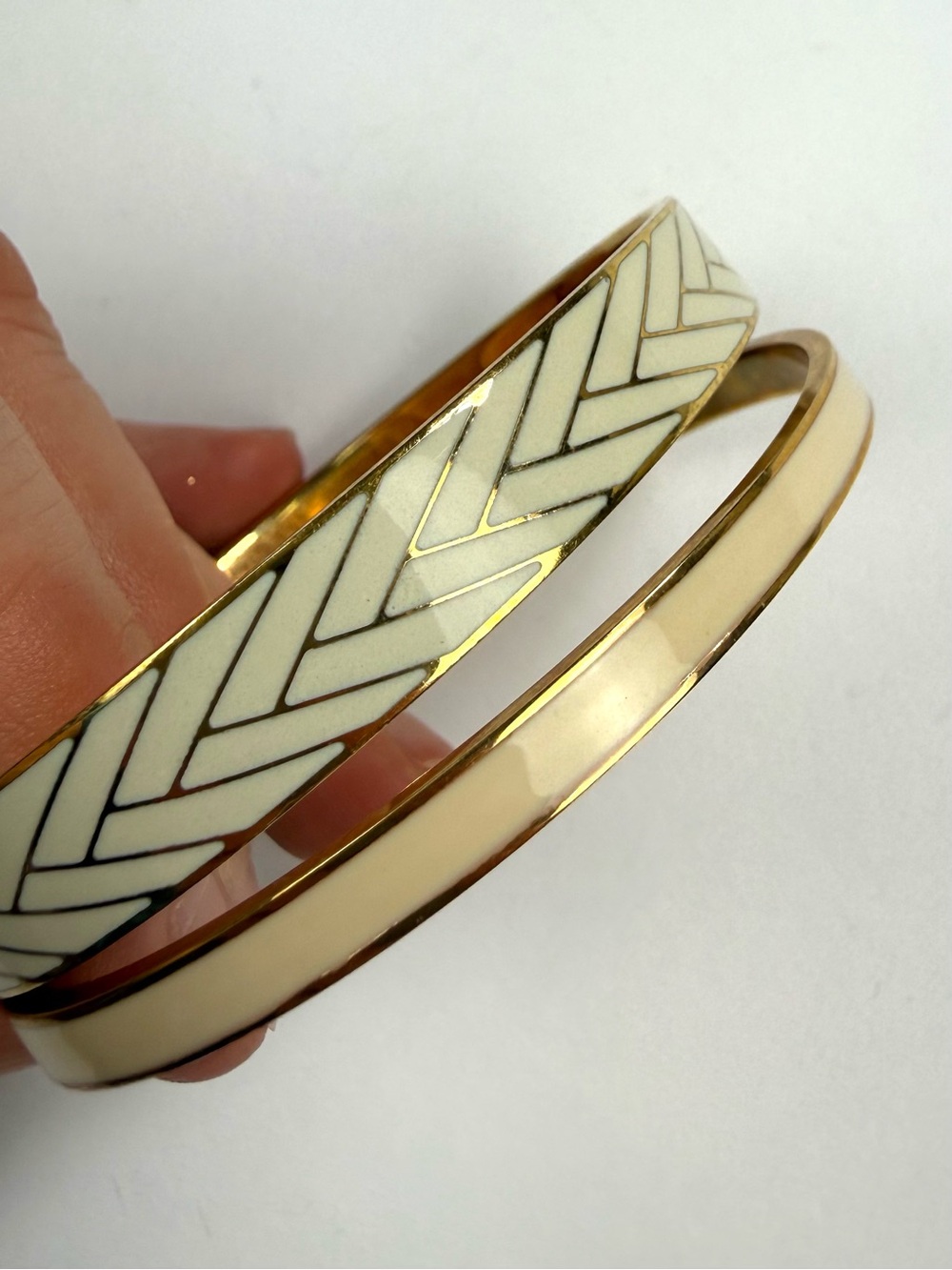 J. Crew and C.Wonder Cream and Gold Enamel Bangle Bracelets